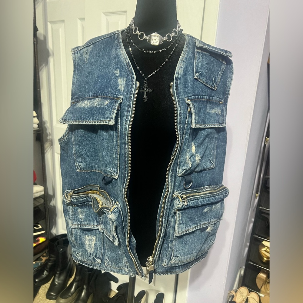 Zara Blue Denim Vest